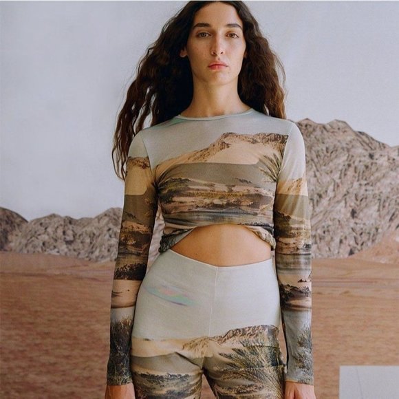 Paloma Wool Tops - Paloma Wool Womens S Horatio Top Long Sleeve Desierto Print Xavi Marin